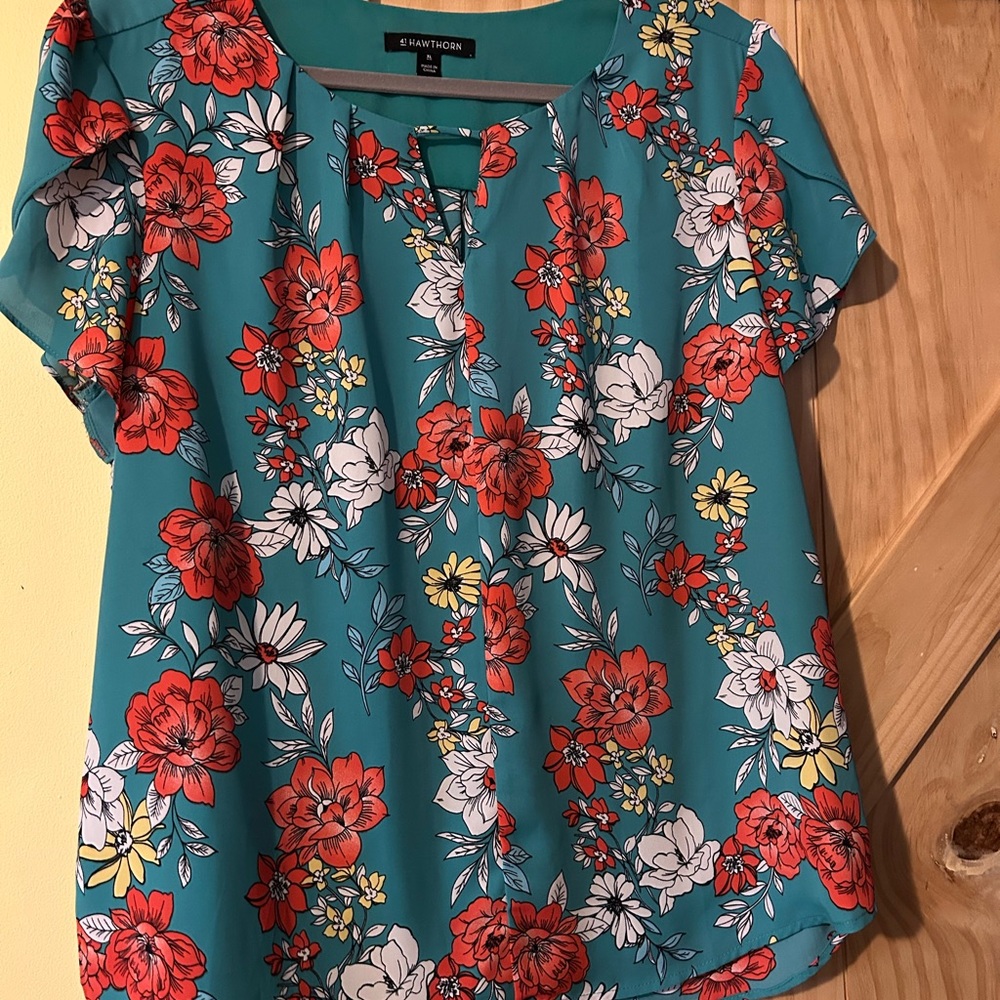 41 Hawthorn Turquoise Floral Blouse